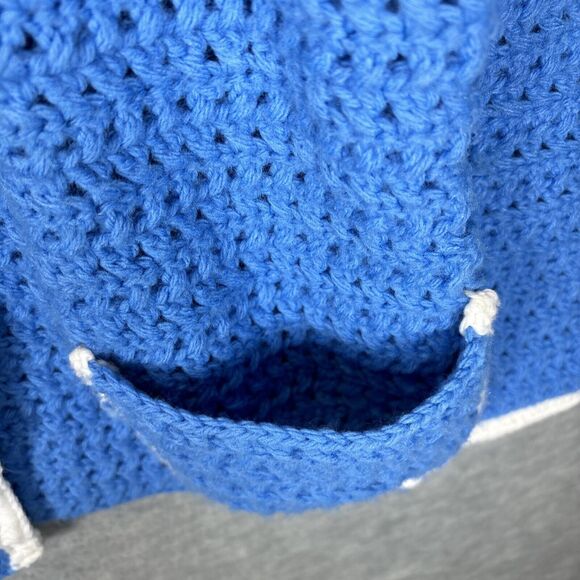 Handmade Crochet Cardigan Jacket Granny Sweater Boho Cottage Unique Blue Artsy - Picture 5 of 11